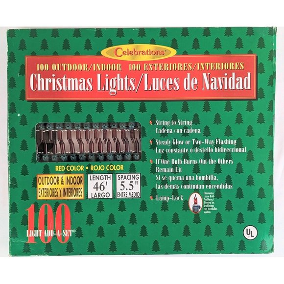 Vintage Red String Lights Christmas Outdoor Indoor Christmas Lights NOS NIB - Picture 4 of 7